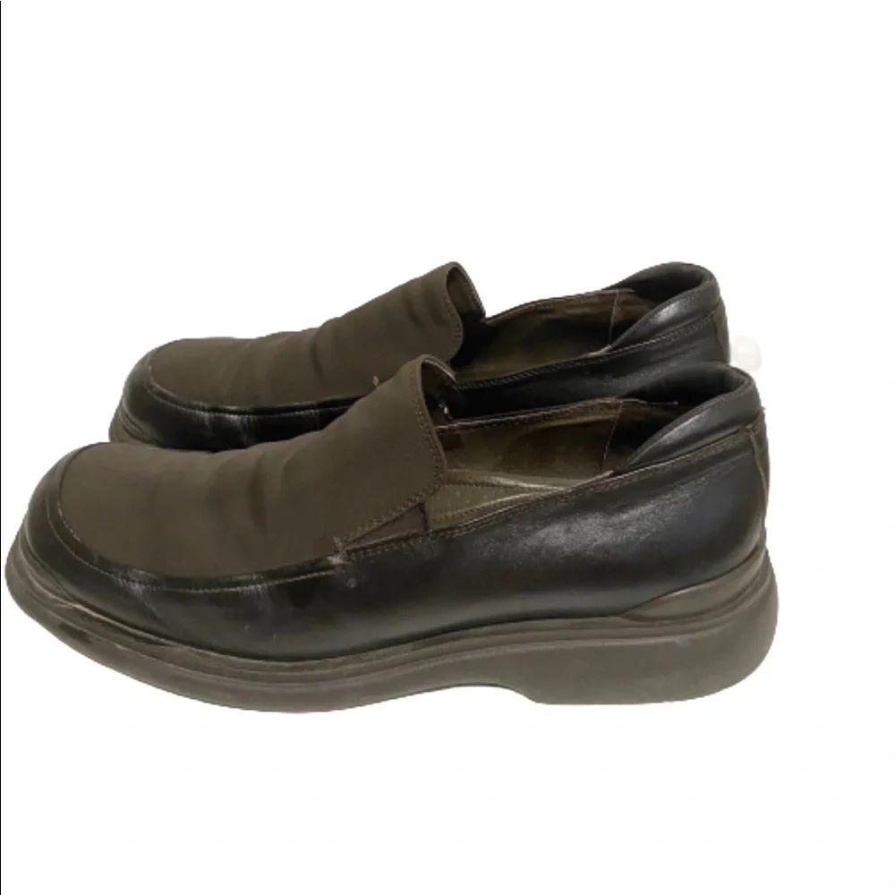 Bacco Bucci Brown Leather Slip On Platform Dress Shoes Casual Made in Italy